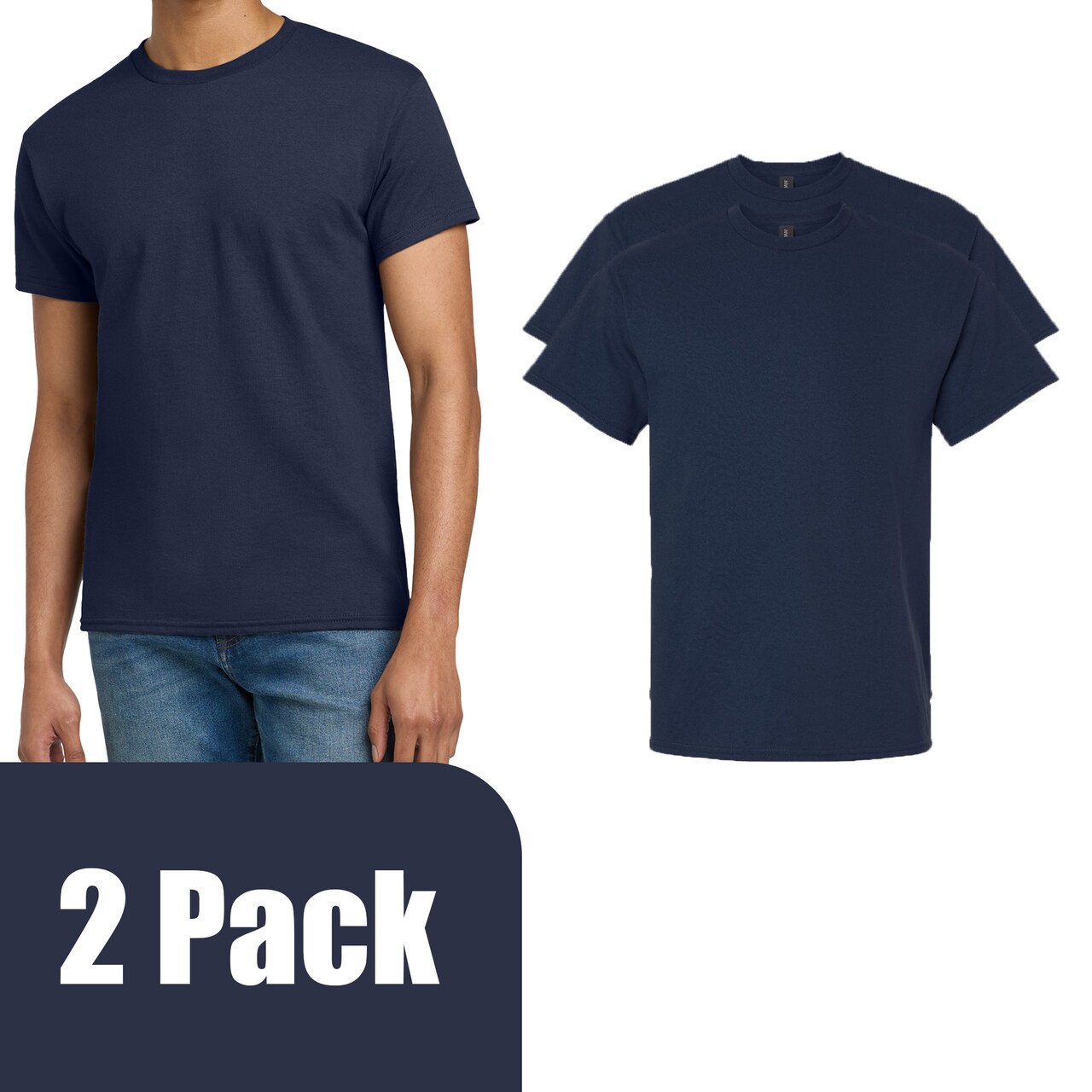 Gildan Men's Ultra Cotton Short Sleeve T-Shirt (2-14 Pack) Craft Bundle Blank Tee for DIY Printing, Navy